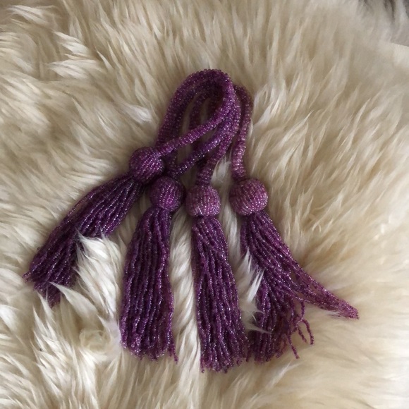 4 Vintage Lavender beaded napkin rings - Picture 3 of 4